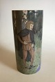 Unique Bing & Grondahl Art Nouveau cylindrical Vase. Marked XXVIII (28) and EH.