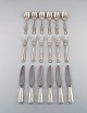 Georg Jensen Old Danish lunch cutlery in sterling silver. Lunch service for six 
people.