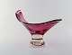 Paul Kedelv for Flygsfors. Pink bowl in asymmetric shape. Swedish design, dated 
1955.
