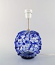 Kastrup / Holmegaard. Rare round table lamp in clear and blue art glass. Modern 
design, 1960