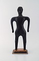 Naivist folk art from Haiti. Standing man on base carved in wood.Mid 20th century.in very ...