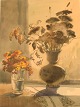 Olga Romanova, Russisk kunstner. Født i 1973. Akvarel på papir. Stilleben med 
blomster. 1990