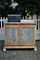 Swedish 19th century cabinet with gallery edge and stand in scraped original color with a super ...