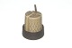 Relief Nissen Kronjyden stoneware frame lid Plat de menage with teak holder.
Leaf-shaped pattern