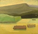 Tage Björk (1909-1980). Swedish painter. Modernist landscape with houses. Oil on 
board. 1960