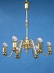 Brass lamp with 
6-arms. Height 
68cm. Width 
60cm. From 
1930-40 New 
electrity. Fine 
Quality.