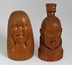 Pair of Greenlandic figurines, 20th century - a man and a woman. H: 18-20 cm. Lacquered birch ...