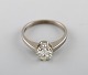 Thomasson Guldsmed, Sweden. Vintage Ring in 18 carat white gold adorned with old 
cut large diamond. 1960