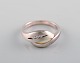 Swedish silversmith. Sterling silver ring adorned with three brilliants. 1970