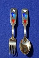 Michelsen Set Christmas spoon and fork 1954 of Danish gilt sterling silver