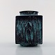 Svend Hammershøi for Kähler, Denmark. Vase in glazed stoneware. Beautiful green 
black double glaze 1930 / 40