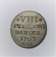 Denmark. 
Frederick the 
5th. Coin. 
Silver 8 
skilling 1763.