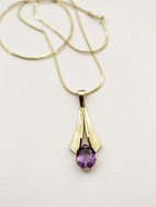 14 carat gold necklace and pendant with amethyst