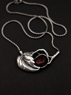 N From sterling silver necklace with amber pendants