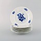 Royal Copenhagen. Blue flower. Six cake plates.
Decoration number 10/8553.