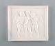 Royal Copenhagen after Thorvaldsen. Antique rare biscuit plaque. Three angel 
boys. 1870