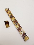 Sterling silver bracelet with amber in mosaic and corresponding ring