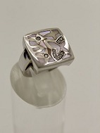 Sterling silver ring  with mother of pearl and small diamonds. 