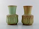 Ewald Dahlskog (1894-1950) for Bo Fajans. A pair of glazed ceramic vases, 
decorated with lotus leaves. 1930 / 40