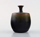 Rolf Palm, Mölle, unique ceramic vase, speckled glaze in brown shades. Swedish 
design. 1970