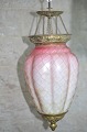 Glass ampel 
with brass 
mount, height 
50 cm. Width 
22cm. Fine  
condition. From 
approx. 1880th