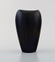 Gunnar Nylund for Rörstrand. Vase in glazed stoneware. Beautiful glaze in black 
and green shades. 1960