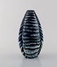 Mascarella, Italy. Vase in glazed ceramics. Beautiful glaze in dark and light 
blue shades. Mid 20th century.