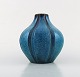 Vicke Lindstrand for Upsala-Ekeby. Vase in glazed ceramics. Beautiful glaze in 
blue shades. 1950