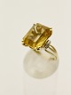 14 carat gold ring with citrine and 6 diamonds
