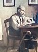 Sigrid Bech 
Knudsen. 
(1864-1948) Oil 
painting on 
canvas. Elderly 
man at the 
dining table. 
...