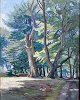 Dybvad, Knud 
Bruun (1880 - 
1948) Denmark: 
Forest scene. 
Oil on canvas / 
plate. Signed: 
Knud ...