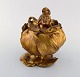 French art nouveau. Lidded jar in gilded metal with woman