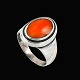 Georg Jensen. 
Sterling Silver 
Ring with Coral 
#46B- Harald 
Nielsen - 
1933-44 
Hallmarks
Designed ...