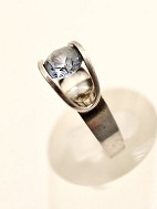 Sterling silver ring size 56 with aquamarine