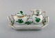 Herend "Chinese bouquet" sugar / creamer set in porcelain with gold decoration 
and green flowers. Mid 20th century.

