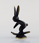 Walter Bosse, Austrian artist and designer (b. 1904, 1974) for Herta Baller. 
"Black gold line" hare skiing in bronze. 1950