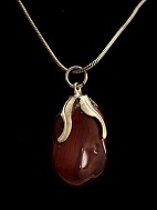 830 silver necklace and amber pendants