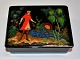 Russian lacquer 
box, 1970. 
Hand-painted. 
Decorated from 
a folk 
adventure. 
Signed. 4 x 9.5 
x 13 ...