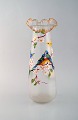Legras, France. Large vase with hand painted enamel decoration
in mouth blown art glass. Birds, flowers and butterflies. 1890