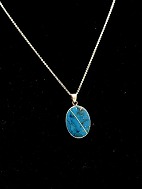 Sterling silver necklace  and pendant  with turquoise