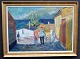 Nielsen, Svend 
(1908 - 1993) 
Denmark: Scene 
with people 
from Svaneke. 
Oil on canvas. 
Signed. 66 ...