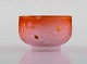 Daum Nancy, France. Pink art nouveau miniature bowl in hand painted, mouth blown 
art glass. Floral and gold decoration. Ca. 1900.
