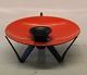 Retro Red & Black Metal 
enamel  Krenit Candlestick 4 x 9.5  cm