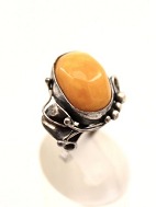 Sterling silver ring  with cabochon cut amber
