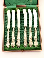 6 fruit knives 17 cm. with handle sf sterling silver in original box