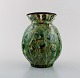 Kähler, Denamrk. Glazed stoneware vase in modern design. 1930 / 40s. Beautiful 
glaze in green shades.
