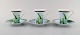 Gianni Versace for Rosenthal. Tre "Jungle" kaffekopper med underkop i porcelæn 
med gulddekoration og grønne blade. Sent 1900-tallet. 
