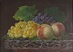 A 19th century 
still life 
painting. 
A still life 
with fruit on a 
table. 
Oil on 
drumhead. ...