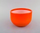 Michael Bang for Holmegaard. Large "Palet" bowl in orange and white art glass. 
1960