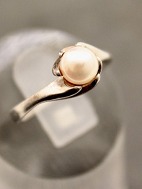 Sterling slv ring strrelse 50 med perle